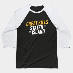 Great Kills - Staten Island, New York City - Modern Cursive Minimal Design Baseball T-Shirt